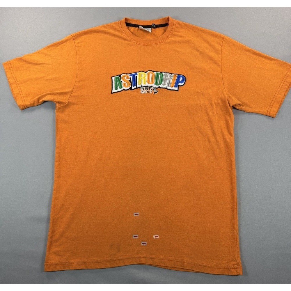 Astrodrip EST 2017 Orange Graphic Logo T Shirt Men's XXL Streetwear Casual Tee